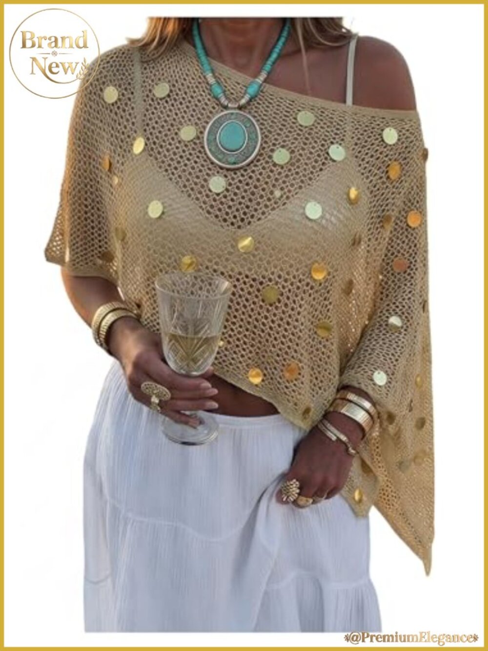 Sheer Knit Crochet Poncho Shawl Summer Beach Cover-Up
